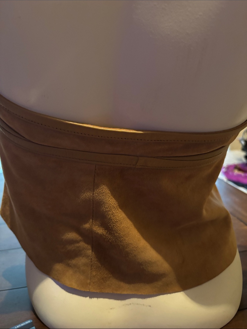 “Rare” Coach Suede Halter Peplum Top - Cognac - Picture 6 of 13